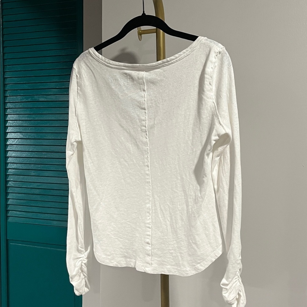 Anthropologie Pilcro White Long Sleeve Henley top - Picture 5 of 6